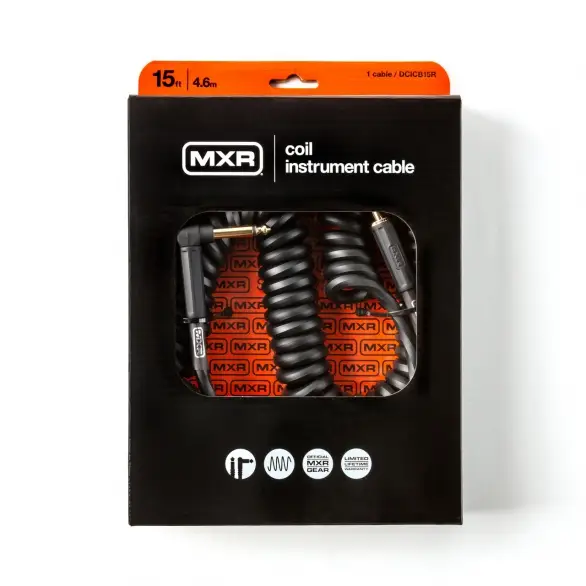 MXR DCICB15R Blk Ra Right/straight Coil Kablo (4.5 m)