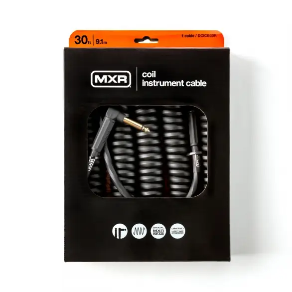 MXR DCICB30R Blk Ra Right/straight Coil Kablo (9 Metre)