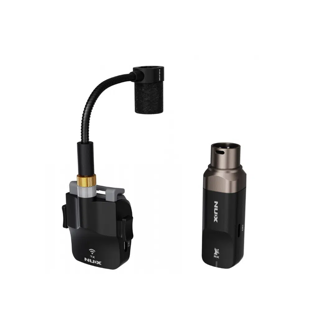NUX B-6 Kablosuz Saksafon Mikrofon Seti (Profesyonel - 2.4GHz Wireless) | Klipsli Alıcı ve Verici, Saksafon İçin Optimize Frekans Yanıtı, Şarj Edilebilir Kasa | Ölçüler: 20 Metre Çekim Menzili