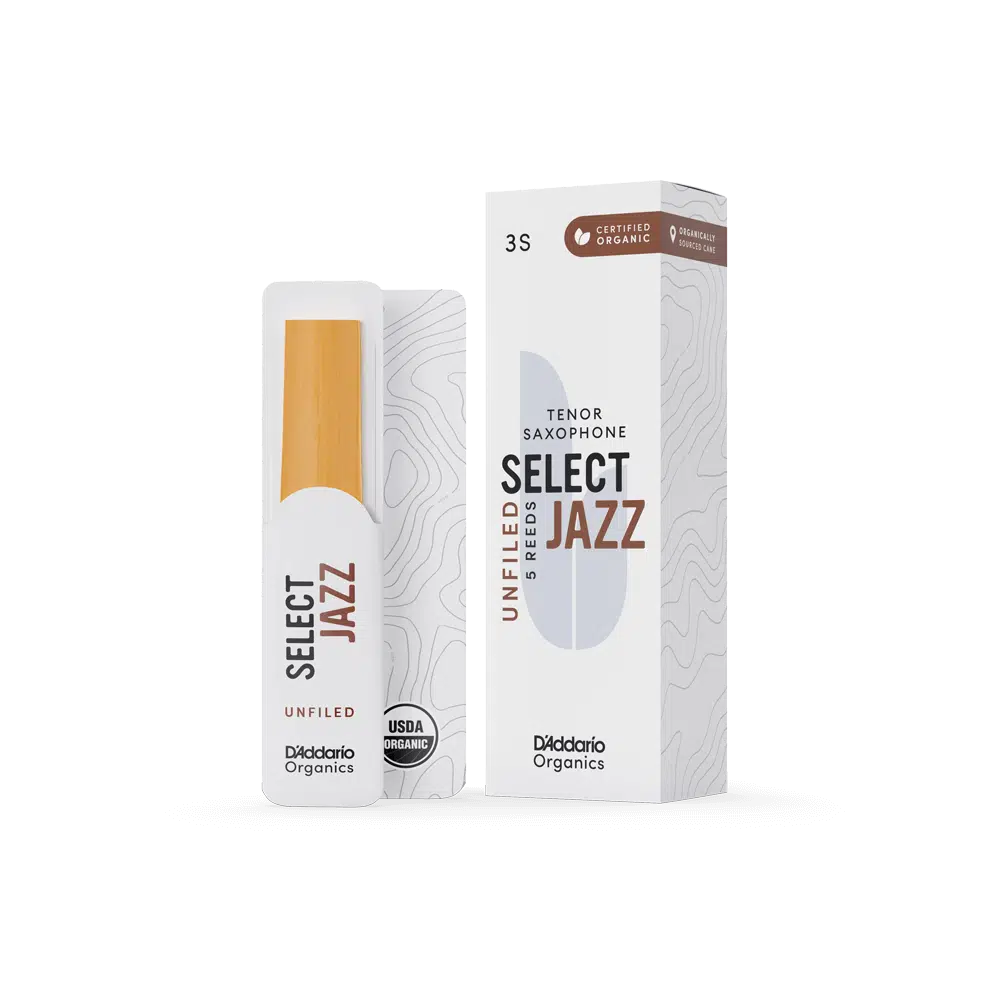 Rico ORRS05TSX3S Organic Select Jazz Unfiled Tenor Saksafon Kamışı No: 3 Soft (Profesyonel/Caz) - 5'li Paket | Organik Üretim, Caz Kesim ve Üstün Ton Karakteri