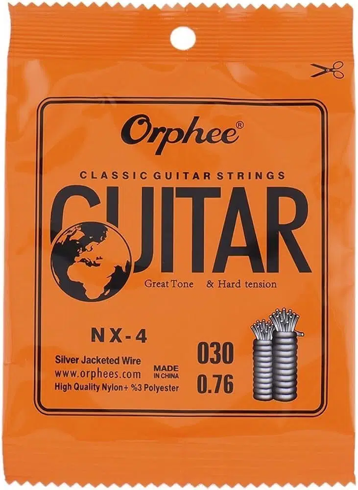 Orphee NX-4 Klasik Gitar Re (D) Teli - 4. Tel (Aksesuar - Yedek Tek Tel) | Gümüş Kaplama Bakır Sargı, Güçlü Rezonans ve Sıcak Alt Tonlar | Uyum: Tüm Klasik Gitarlar