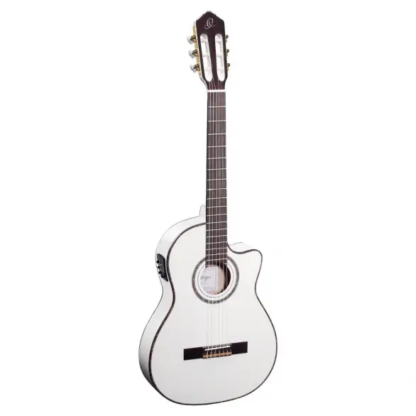 Ortega RCE145WH Thinline Elektro Klasik Gitar (Beyaz)