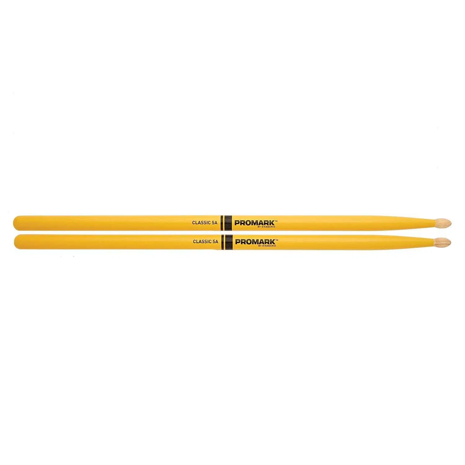 Promark TX5AW-YELLOW 5A American Hickory Baget - Sarı (Profesyonel) | Parlak Sarı Renk, Yüksek Mukavemetli Boya Katmanı, Amerikan Hickory Ağacı ve Klasik Ahşap Uç