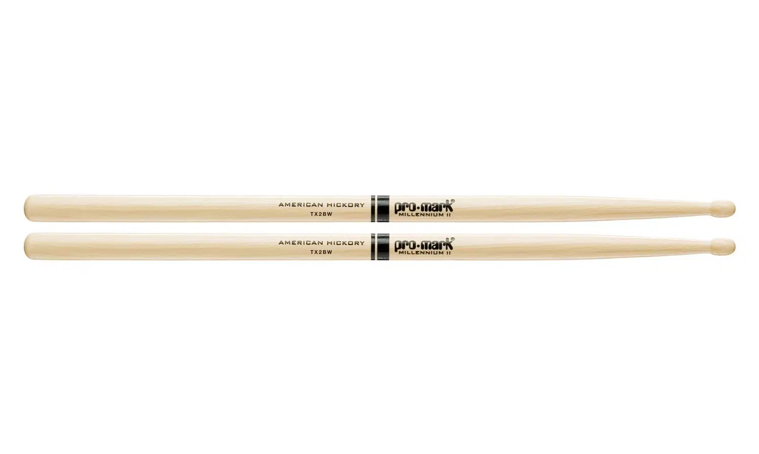 Promark TX2BW 2B Hickory Wood Tip Baget | Amerikan Hickory Ağacı - Heavy Rock - Ahşap Uç