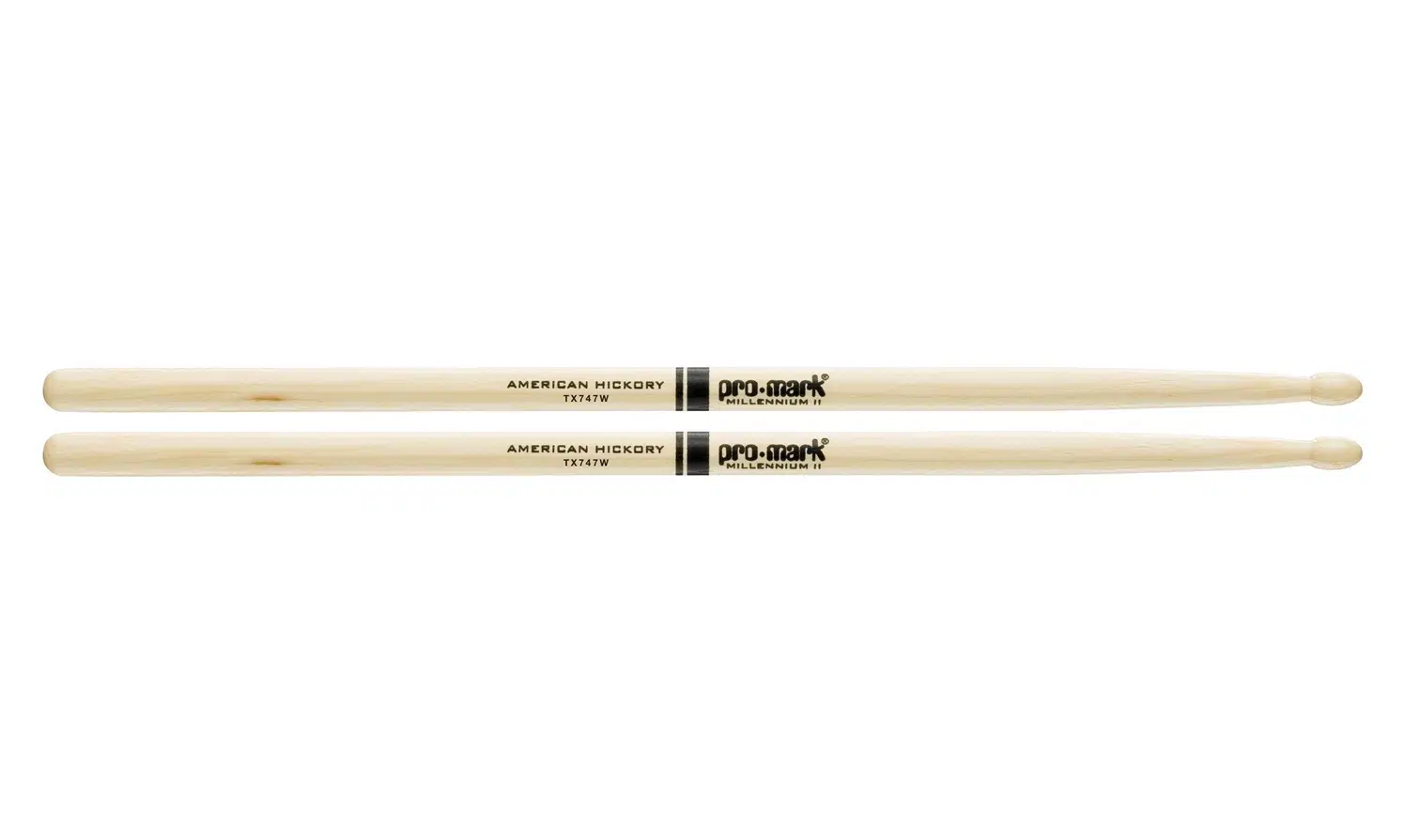 Promark TX747W 747 Rock Hickory Wood Tip Baget | Amerikan Hickory Ağacı - Uzun Boyun - Ahşap Uç