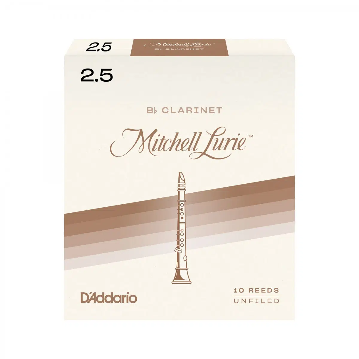D'Addario RML10BCL250 Mitchell Lurie Bb Klarnet Kamışı No: 2.5 (Orta Seviye/Eğitim) - 10'lu Paket | Yumuşak ve Kontrollü Çalım, Dengeli Artikülasyon