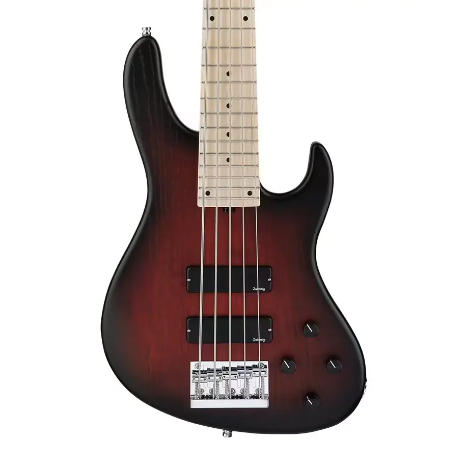 Sadowsky MetroLine Modern MS 24 Perde 5 Telli Bas Gitar – Burgundy Blackburst Transparent Satin