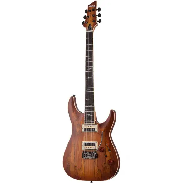 Schecter C-1 Exotic Spalted Maple Elektro Gitar (Satin Natural Vintage Burst)