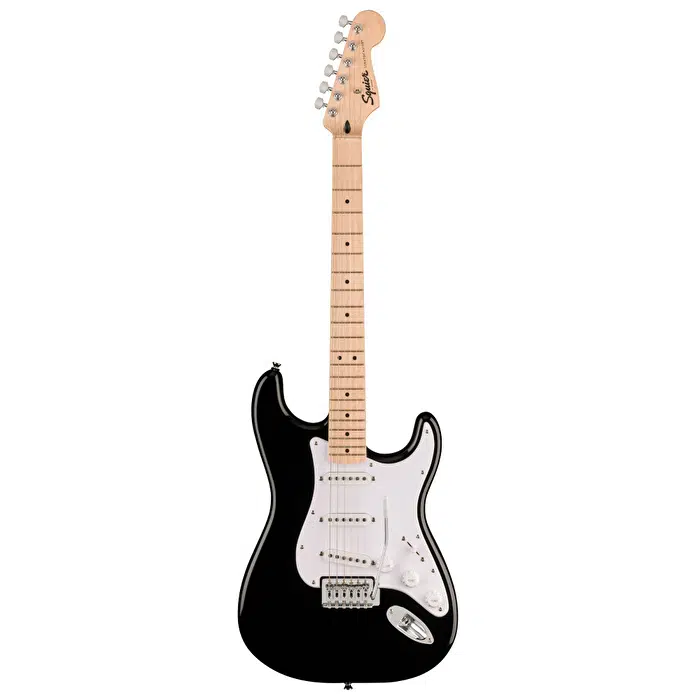 Squier 0373152506 Sonic Stratocaster Elektro Gitar (Siyah) | Akçaağaç Klavye Siyah Parlak Cila ve Beyaz Pickguard