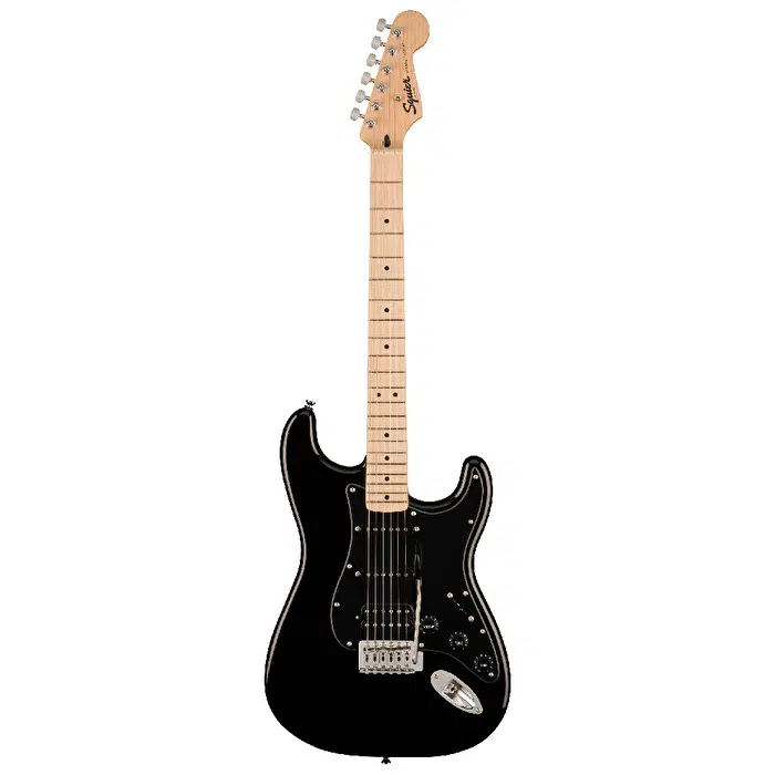 Squier 0373203506 Sonic Stratocaster HSS Elektro Gitar (Siyah) | Akçaağaç Klavye Siyah Pickguard ve Çok Yönlü HSS
