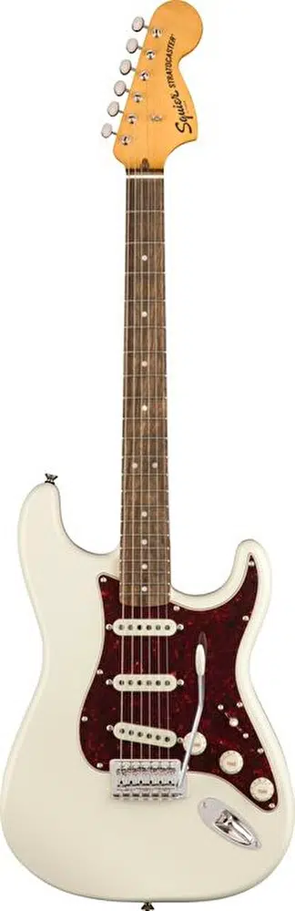 Squier 0374020501 Classic Vibe 70s Stratocaster Elektro Gitar (Orta Seviye) | Laurel Klavye, Olympic White, Üç Adet Single Manyetik