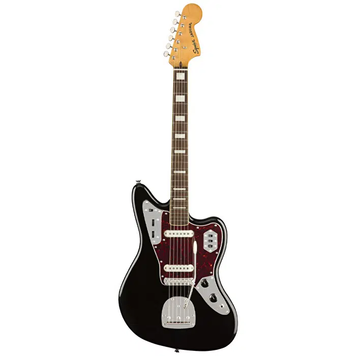 Squier 0374090506 Classic Vibe '70s Jaguar Elektro Gitar (siyah - Laurel Klavye) | Vintage Üst Seviye Blok İşaretçiler Ve Kısa Skala Tasarımı