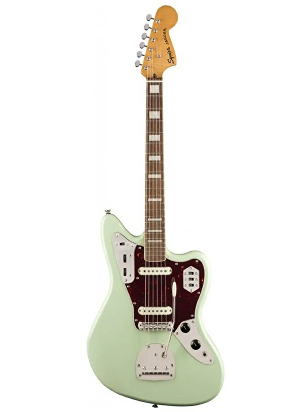 Squier 0374090557 Classic Vibe '70s Jaguar Elektro Gitar (Surf Green) | Yeşil Renk ve 70'ler Dönemi Büyük Kafa (Headstock)