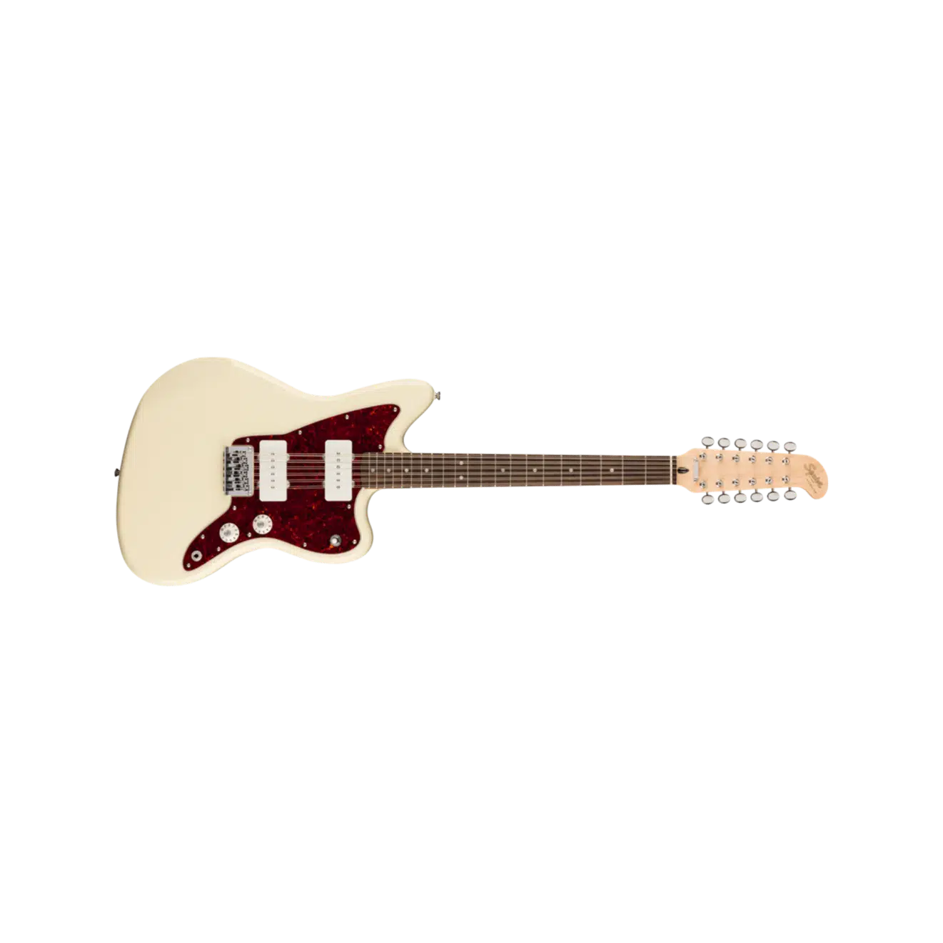 SQUIER 0377051505 Paranormal Jazzmaster XII | Laurel Klavye, Olympic White, 12 Telli Yapı, Alnico Single-Coil Manyetikler, "Hockey Stick" Kafa Tasarımı