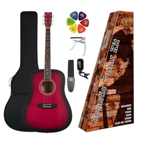 SX SD104KRDS Akustik Gitar Seti (Red Sunburst)