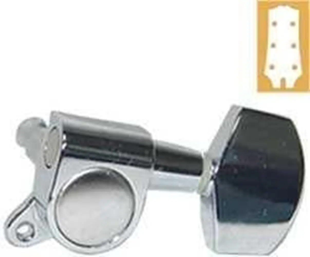 Valencia AMH7001CR Akustik Gitar Burgu Seti - Krom (Aksesuar) | 3+3 Tam Kapalı Yağlı Sistem, Standart Ölçü ve Dayanıklı Metal Konstrüksiyon