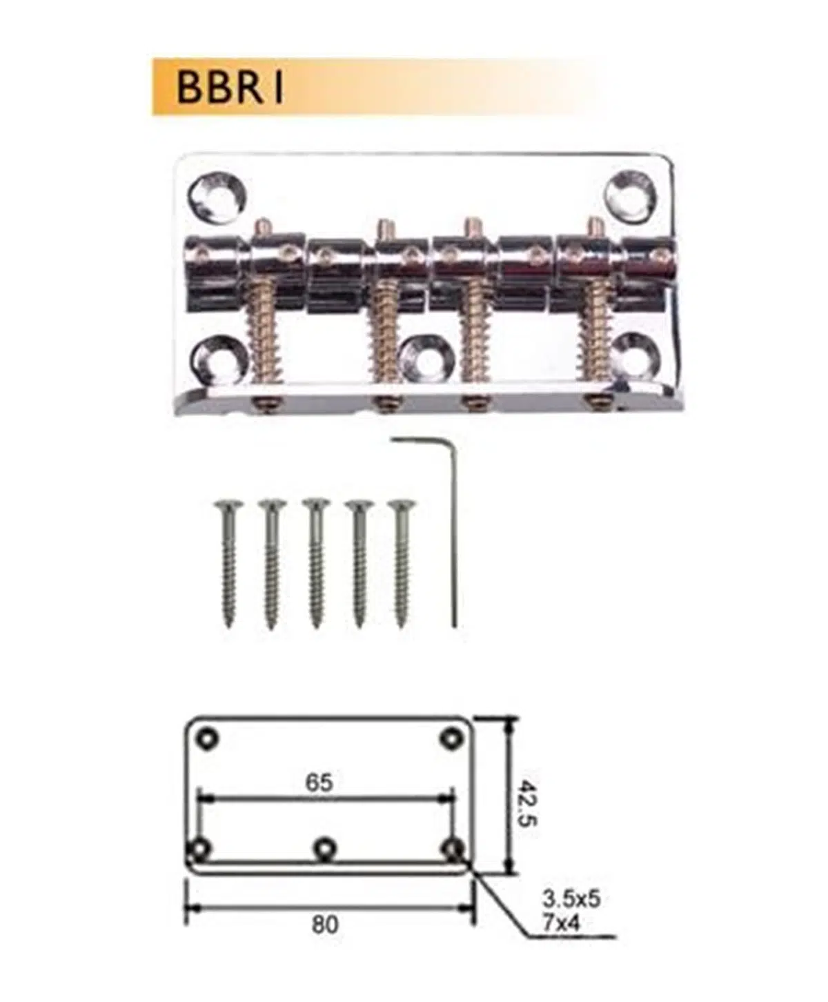Valencia BBR1CR Bas Gitar Köprüsü Krom (Dr. Parts) | 4 Telli - 80mm - Vintage Tip
