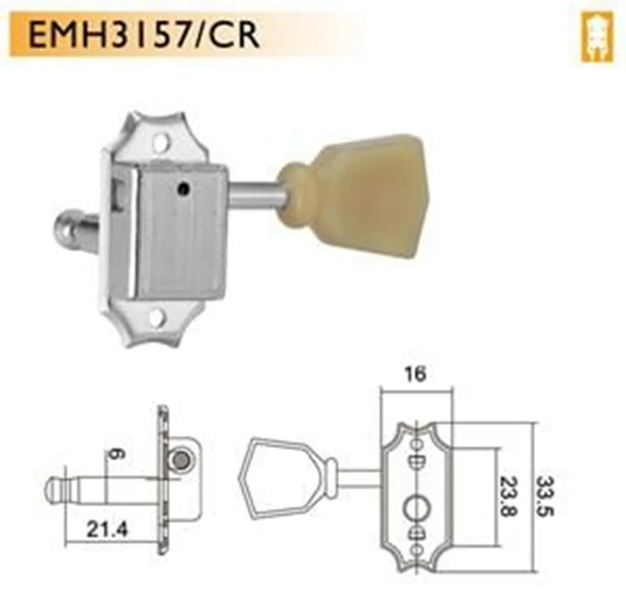 Valencia EMH3157CRR3L3 Klasik Başlıklı Elektro Burgu (3+3) | Özel Tasarım - Krom - Geniş Başlık