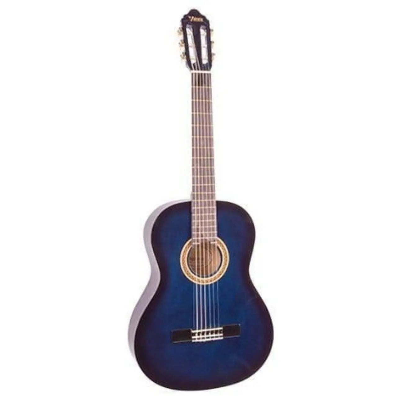 Valencia VC101TBUS 1/4 Klasik Gitar - Mavi Sunburst (Başlangıç Seviyesi) | Sap Ayar Çeliği (Truss Rod), 4-6 Yaş Grubu İçin İdeal Boyut, Parlak Mavi Bitiş ve Konforlu Çalım