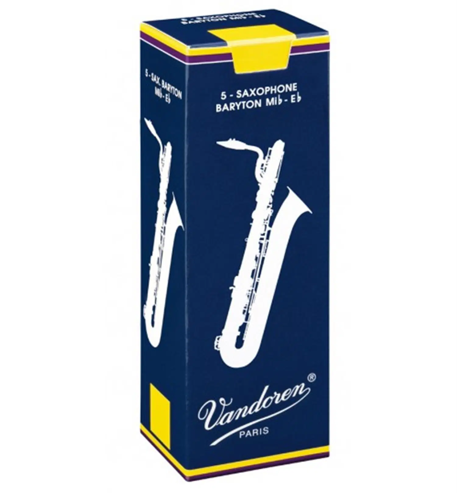 Vandoren SR2425 Traditional Mavi Kutu Bariton Saksafon Kamışı No: 2.5 (Orta Seviye) - 5'li Paket | Esnek Üfleme Tepkisi, Tutarlı Malzeme Kalitesi ve Zengin Harmonik İçerik