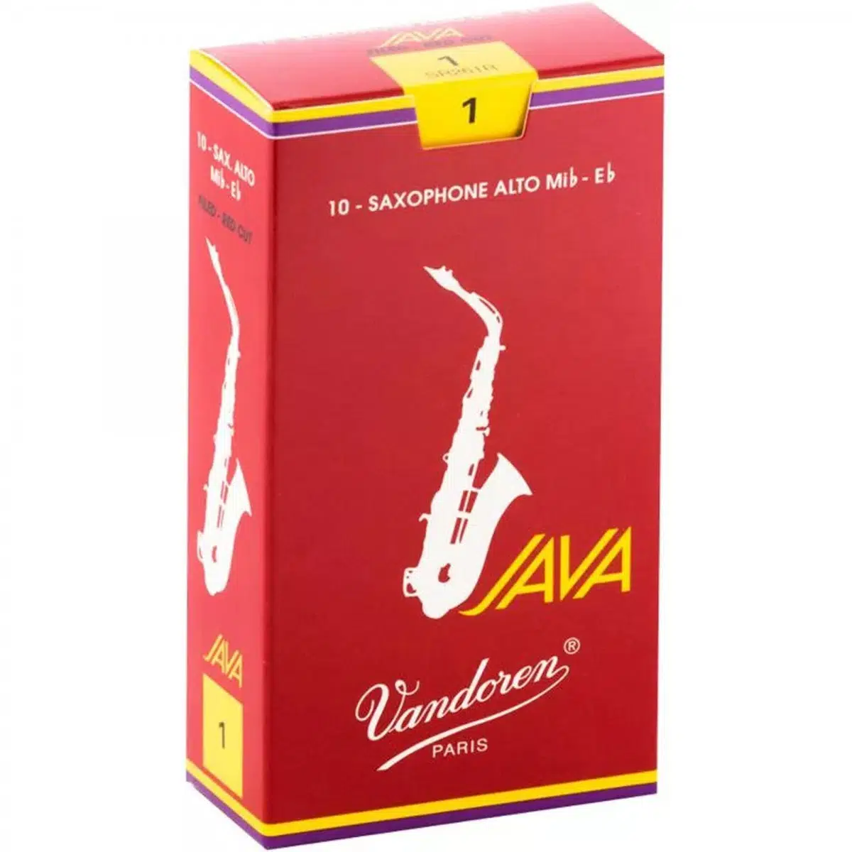 Vandoren SR261R Java Red Cut Alto Saksafon Kamışı No: 1.0 (Profesyonel/Caz) - 10'lu Kutu | Caz ve Pop İçin Esnek Kesim ve Hızlı Tepki