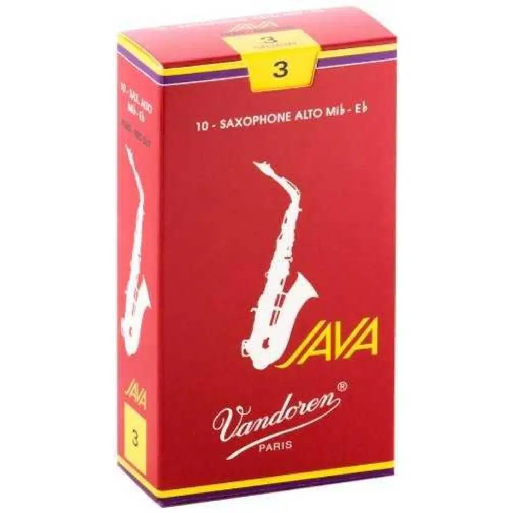 Vandoren SR263R Java Red Cut Alto Saksafon Kamışı No: 3.0 (Profesyonel/Caz) - 10'lu Kutu | Caz Soloları İçin Parlak, Atak ve Güçlü Tonlar