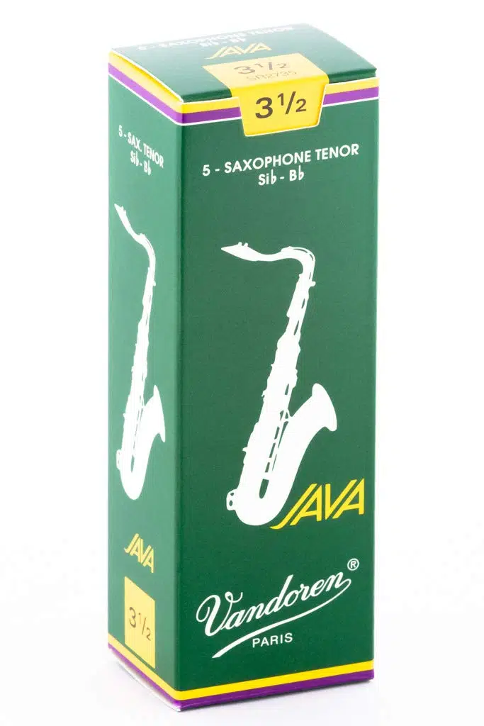 Vandoren SR2735 Java Green Tenor Saksafon Kamışı No: 3.5 (Profesyonel/Caz) - 5'li Paket | Klasik Tenor Sesi, Güçlü Projeksiyon ve Mavi Kutu Karakteri