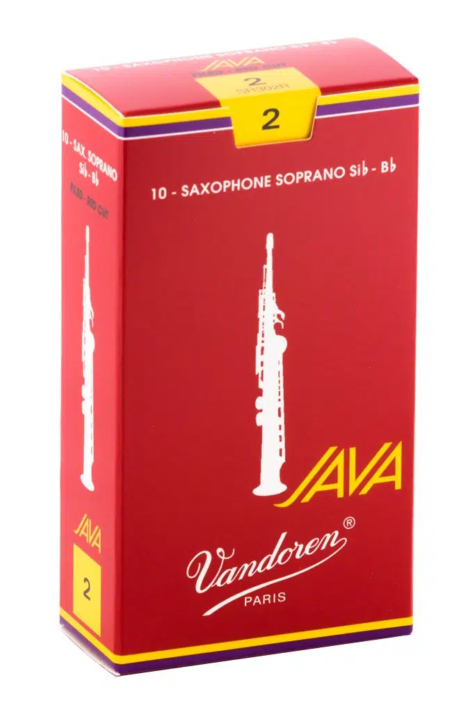Vandoren SR302R Java Red Cut Soprano Saksafon Kamışı No: 2.0 (Profesyonel/Caz) - 10'lu Kutu | Kolay Kontrol Edilebilir Esnek Caz Kamışı
