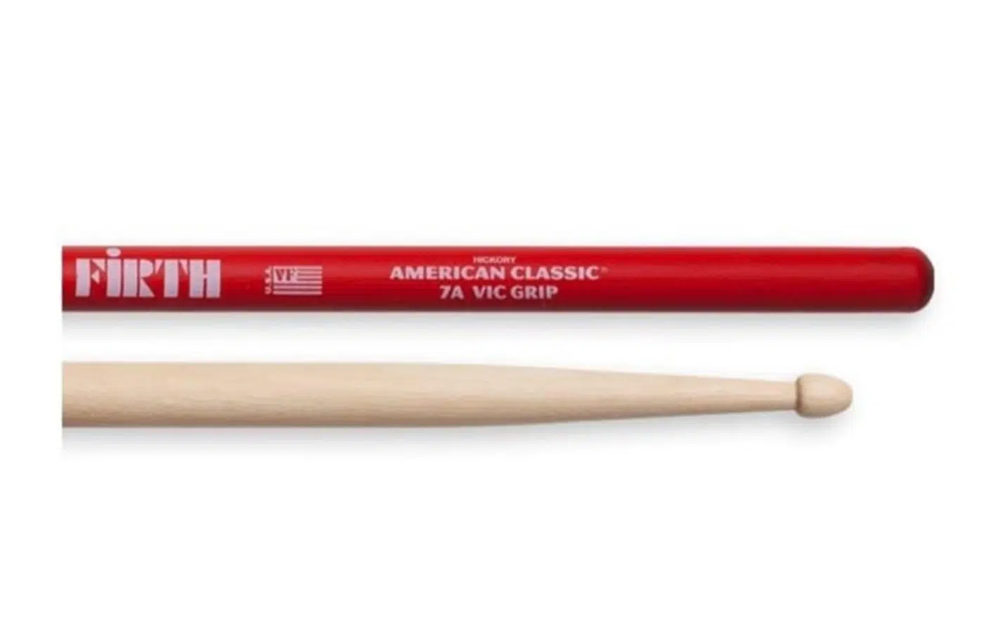 Vic Firth V7AVG American Classic 7A Vic Grip Baget (Profesyonel) | Kırmızı Kaymaz Kaplama (Vic Grip), İnce 7A Profil, Caz ve Hafif Müzik Tarzları İçin Üstün Kontrol