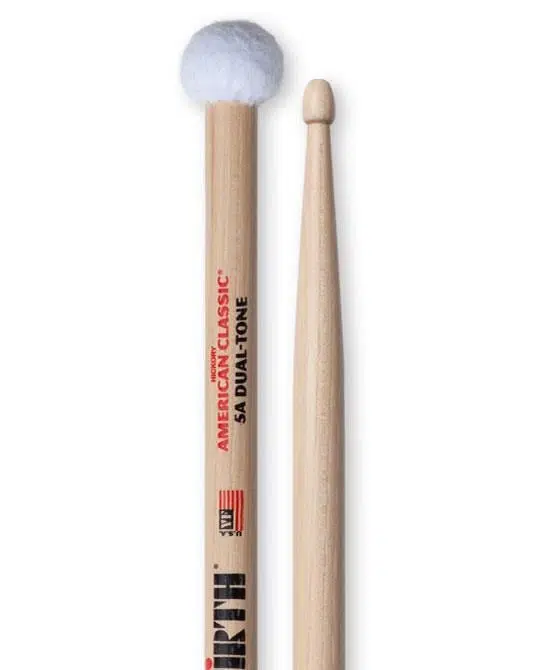 Vic Firth V5ADT American Classic 5A Dual-Tone Baget | Çift Taraflı - Keçe ve Ahşap Uç - Çok Yönlü