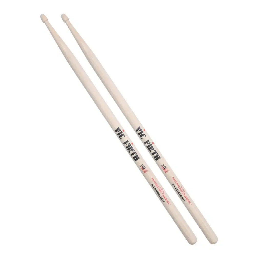 Vic Firth V5APG American Classic 5A Pure Grit Baget | Cilasız Ham Yüzey - Terleyen Eller İçin - Ahşap Uç